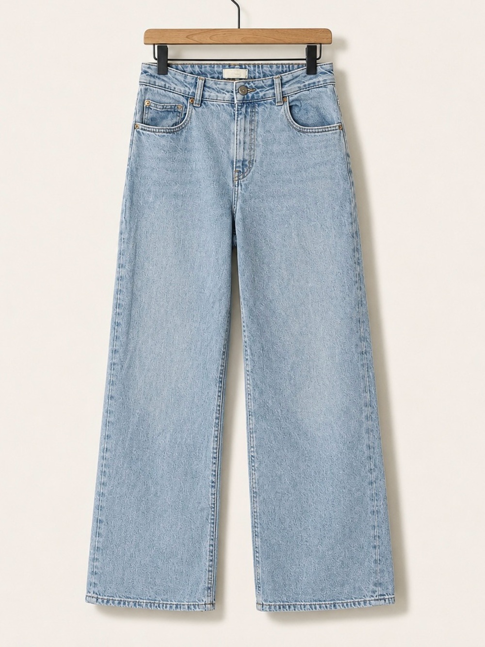 H&M Light Wash Wide Leg Jeans Women’s Size 10 High Rise Stretch Denim - Picture 2 of 8
